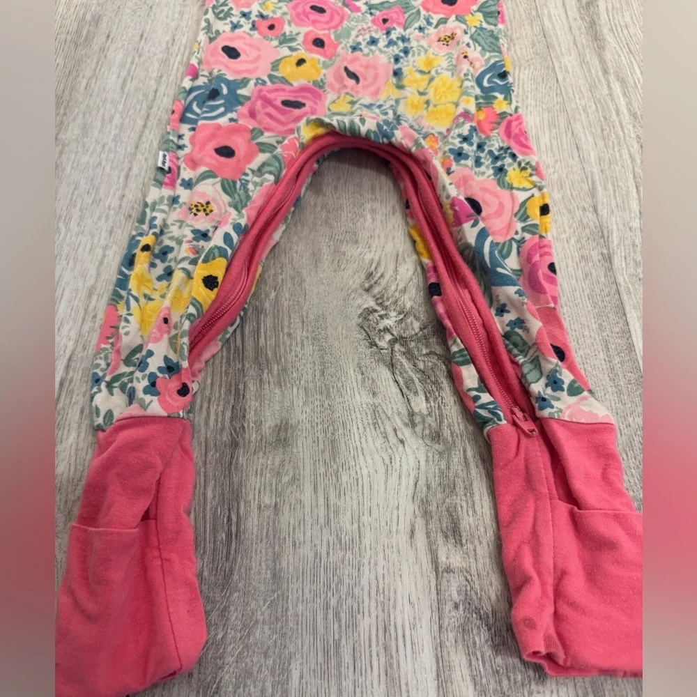 Little Sleepies Pink Floral Footies Pajamas